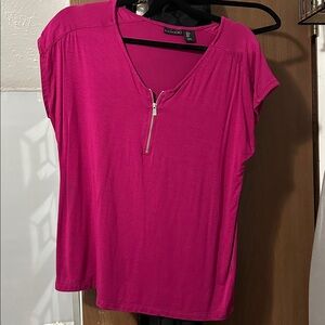 Tahari Fuchsia Top with Zip Detail